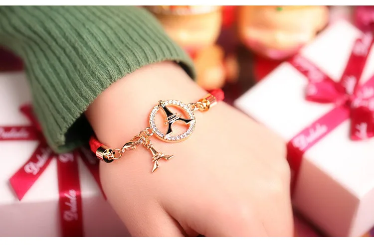 Красный веревка Эйфелева башня браслет|eiffel tower bracelet|red ropebracelet bracelet |