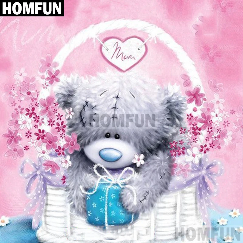 

Алмазная живопись HOMFUN «мультяшный медведь», вышивка из смолы 5D, «сделай сам», ручная работа, вышивка крестиком, подарок A01998