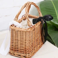 summer holiday top handle bags women bali rattan bag woven straw handbag with ribbon for girls bohemian beach bag women handbags