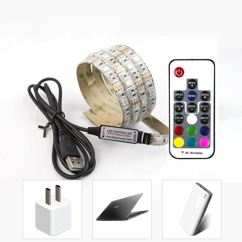 1 м 3 5 SMD5050 DC в USB зарядное устройство источник питания Светодиодная лента RGB пульт