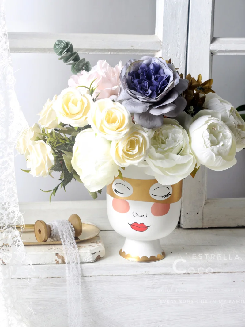 Двухсторонний матовый стол для лица с изображением Человека ваза цветов женщин и