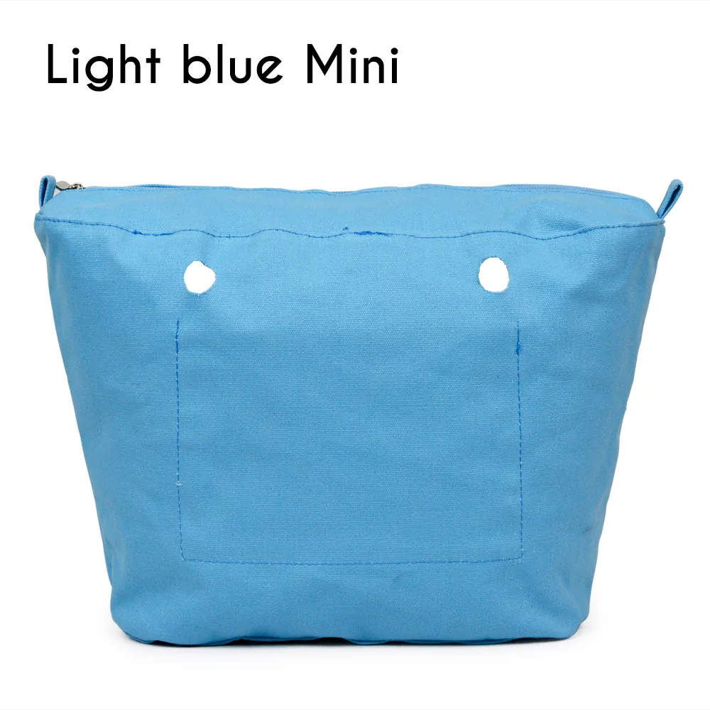 light blue mini TANQU новая водонепроницаемая внутренняя подкладка вставка карман на молнии для классического мини Obag холст внутренний карман для O сумка - Цвет: light blue mini