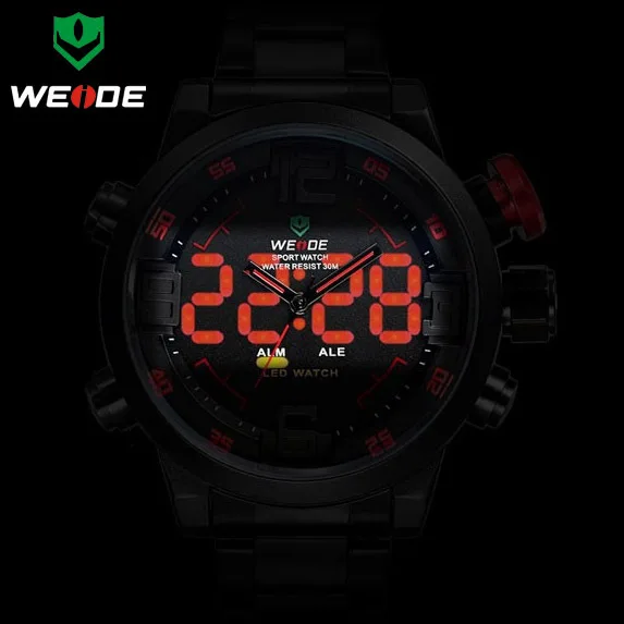 2016 Новинка Марка WEIDE Для мужчин Спортивные часы кварцевые цифровой светодиодный