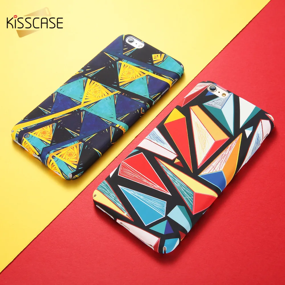 Kisscase Мода Геометрия рисунком Телефон чехол case для iPhone 6 6S 7 8 Plus большие красочные