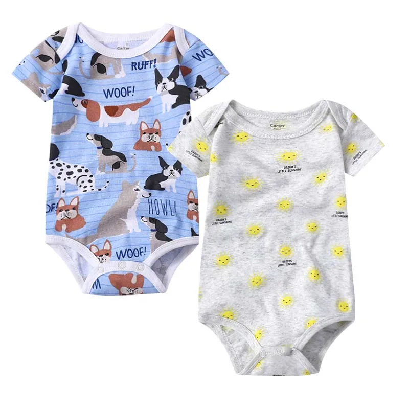 

2 pcs set Tender Babies Baby children clothes baby romper short-sleeved cotton hat baby cartoon print clothing jumpsuit