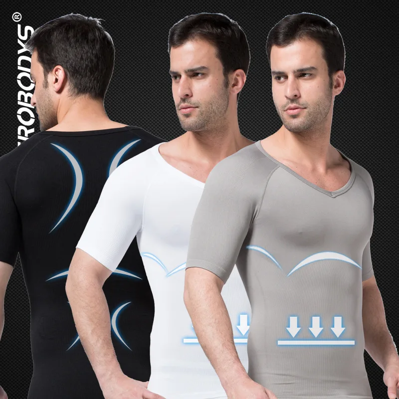 Мужская футболка ZEROBODYS корсет для коррекции фигуры с коротким рукавом живота