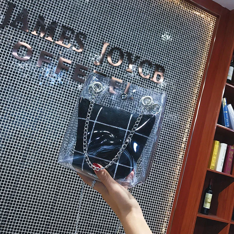 Женские Прозрачные сумки через плечо пляжная сумка из ПВХ водонепроницаемая