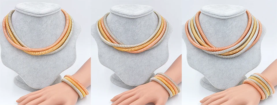 Солнечные ювелирные изделия Горячая Boho Воротник Ювелирные наборы Модное ожерелье браслет набор для женщин многослойные Чокеры для вечерние юбилей