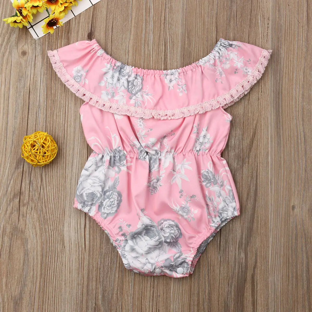 0-24M Cute Newborn Baby Girl Off shoulder Floral Bodysuit Jumpsuit One Pieces Outfits Summer Clothes |