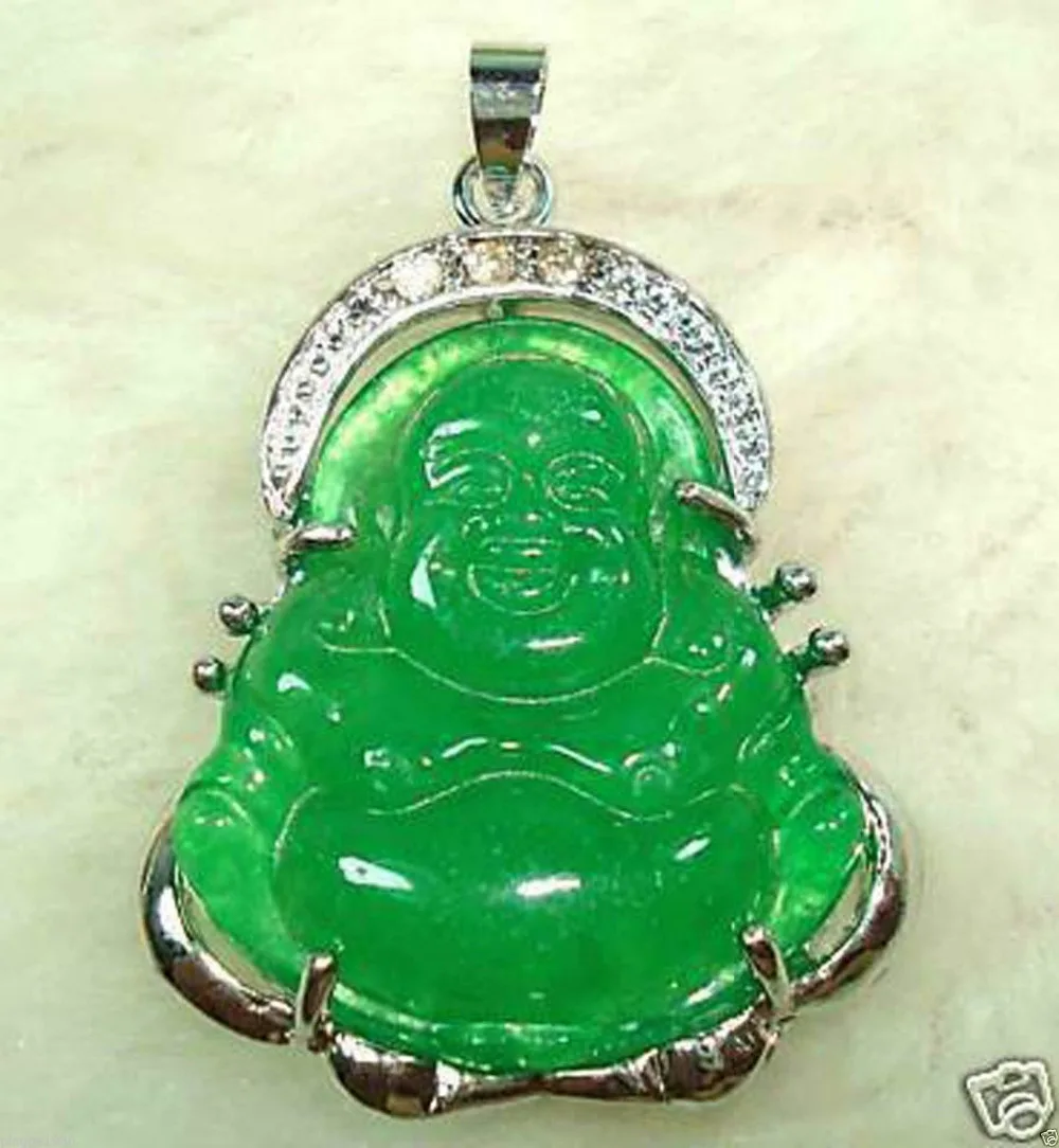 Ddh002239 Китайский зеленый нефритовый Будда Кулон ожерелье (B0409)|pendant necklace|necklace