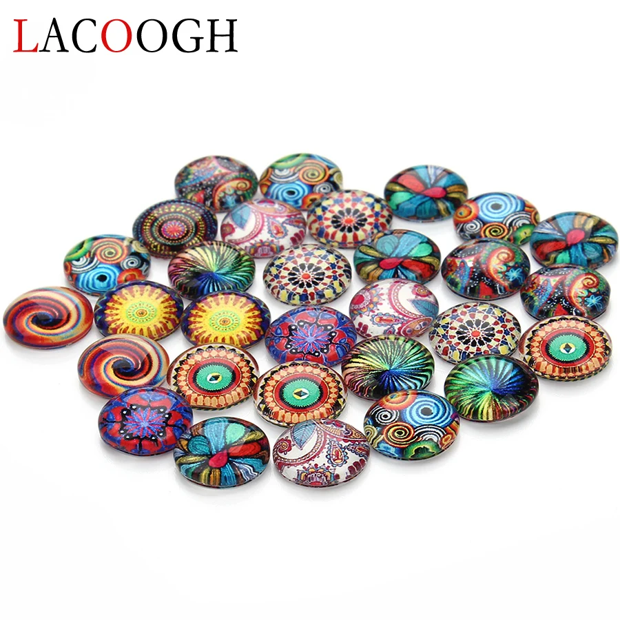 

Wholesale 30pcs Mixed Styles Dome Round Flatback Flower Photo 12mm Glass Cabochons fit Bracelets Necklaces DIY Jewelry Making