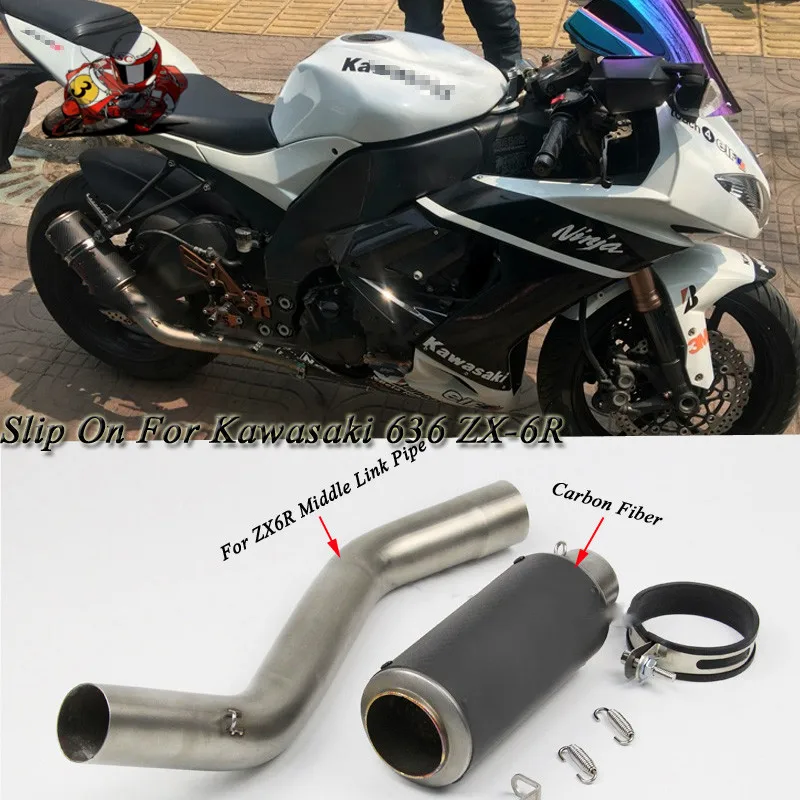 Мотоцикл Полный выхлопной системы слипоны для Kawasaki ZX6R ZX10R нержавеющая сталь углеродного волокна глушитель трубы