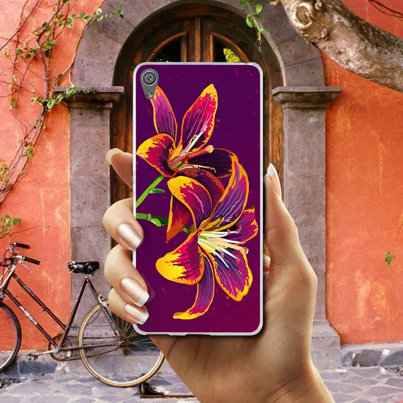 Amoled цветок силиконовый мягкий чехол TPU Чехлы для мобильных телефонов Sony Xperia XA XZ Z Z1