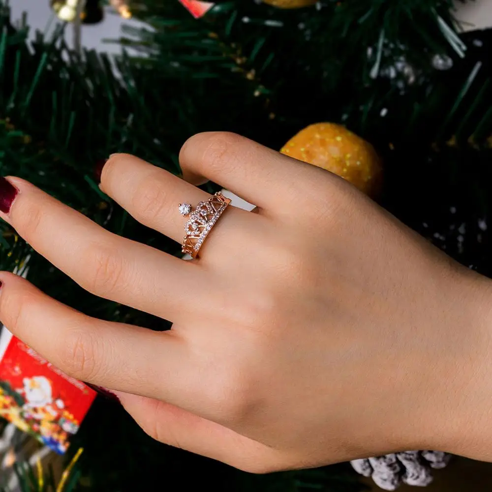 Кольцо UMODE с короной для женщин кольца обещания фианитом белое золото Роскошные