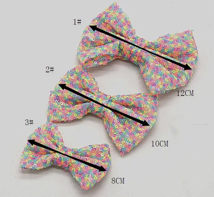 30 pcs/lot 8cm 10cm 12cm colorful sequin bow 2019 hot sale DIY hair accessories |