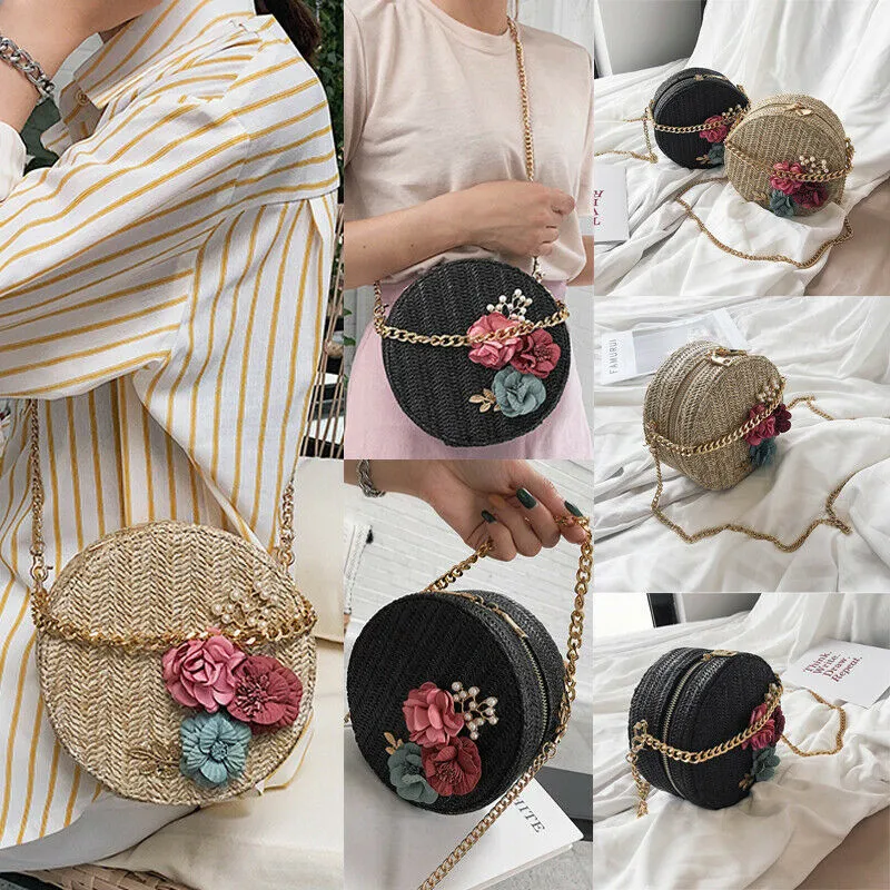 Мода 2019 женская соломенная сумка тканые модные сумки из ротанга Праздничная на
