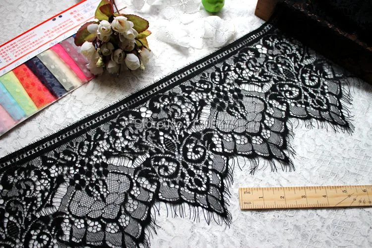 6 ярдов/партия ручной работы Diy одежда аксессуары белый черный Благородный ресниц кружева украшения материал 18 см RS358