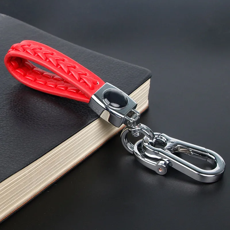 Car Keychain RY 1pc Автомобильный Стайлинг, автомобильный брелок, кожа+ металлическая оплетка, авто брелок, держатель, ключница, металлическое кольцо, дизайн, ручная сборка, кожаная полоса - Название цвета: Car Keychain RY 1pc