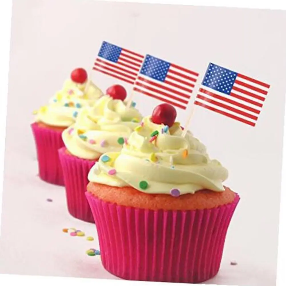 100 шт./лот торт вставляемые Американский национальный флаг США Мини фигурки для