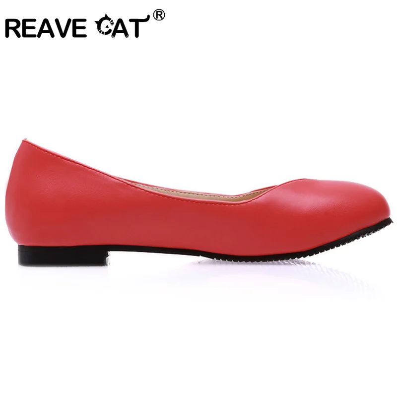 REAVE CAT/Женская обувь; сезон весна-лето-осень; большие размеры 31-47; Женские однотонные туфли на плоской подошве; цвет черный, красный, белый, розовый; модные красивые вечерние туфли; QL5270