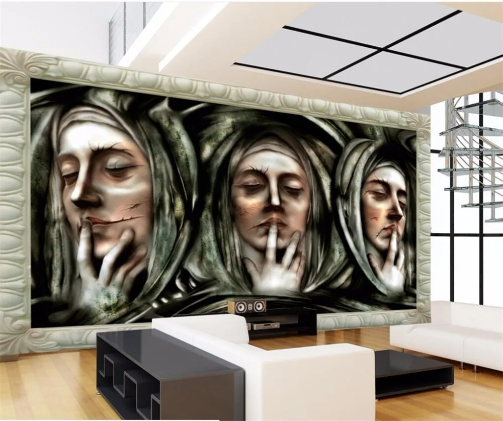 Пользовательские фотообои 3d Европейский стерео стиль лицо статуя ТВ фон