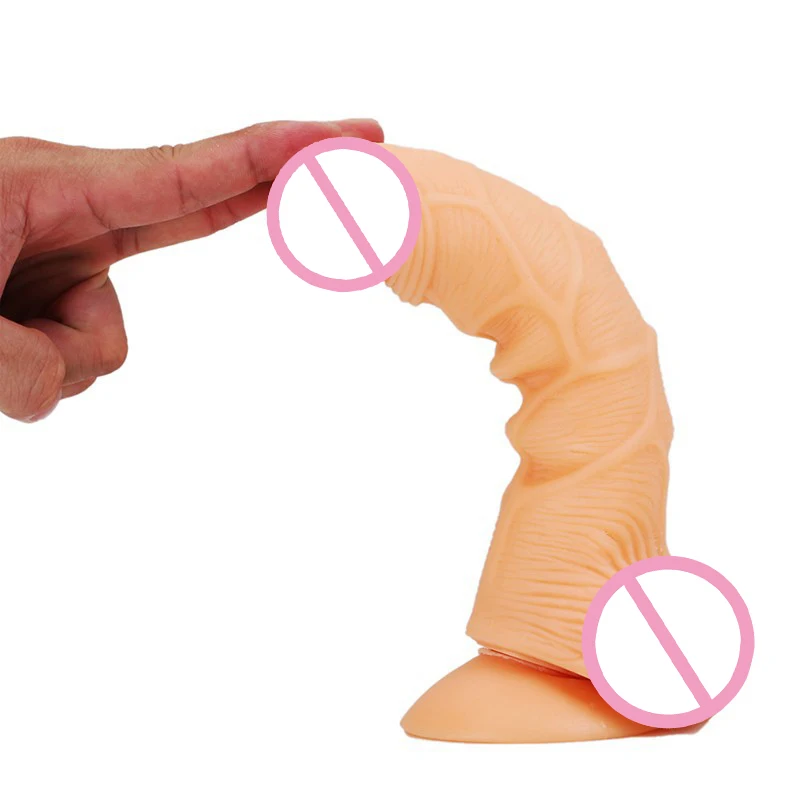 Фаллоимитатор реалистичный большой силиконовый гибкий пенис на присоске