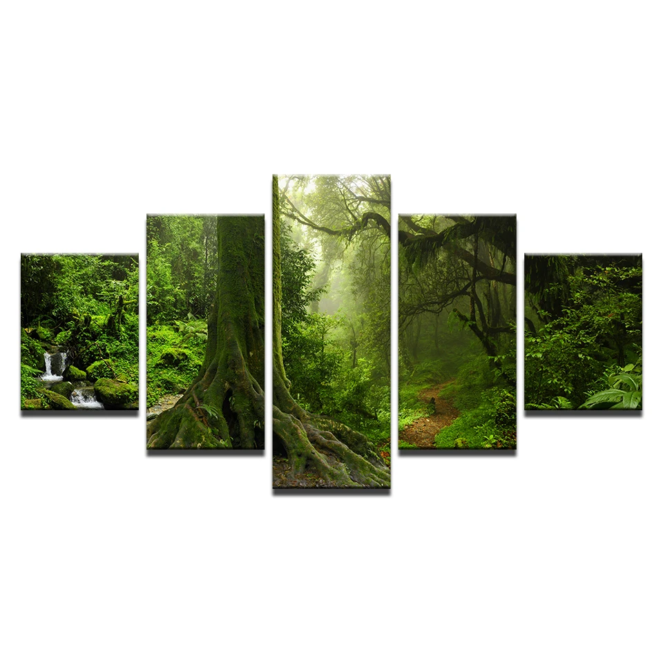 Картины на холсте искусство стену HD принты домашний декор комната 5 шт. зеленый