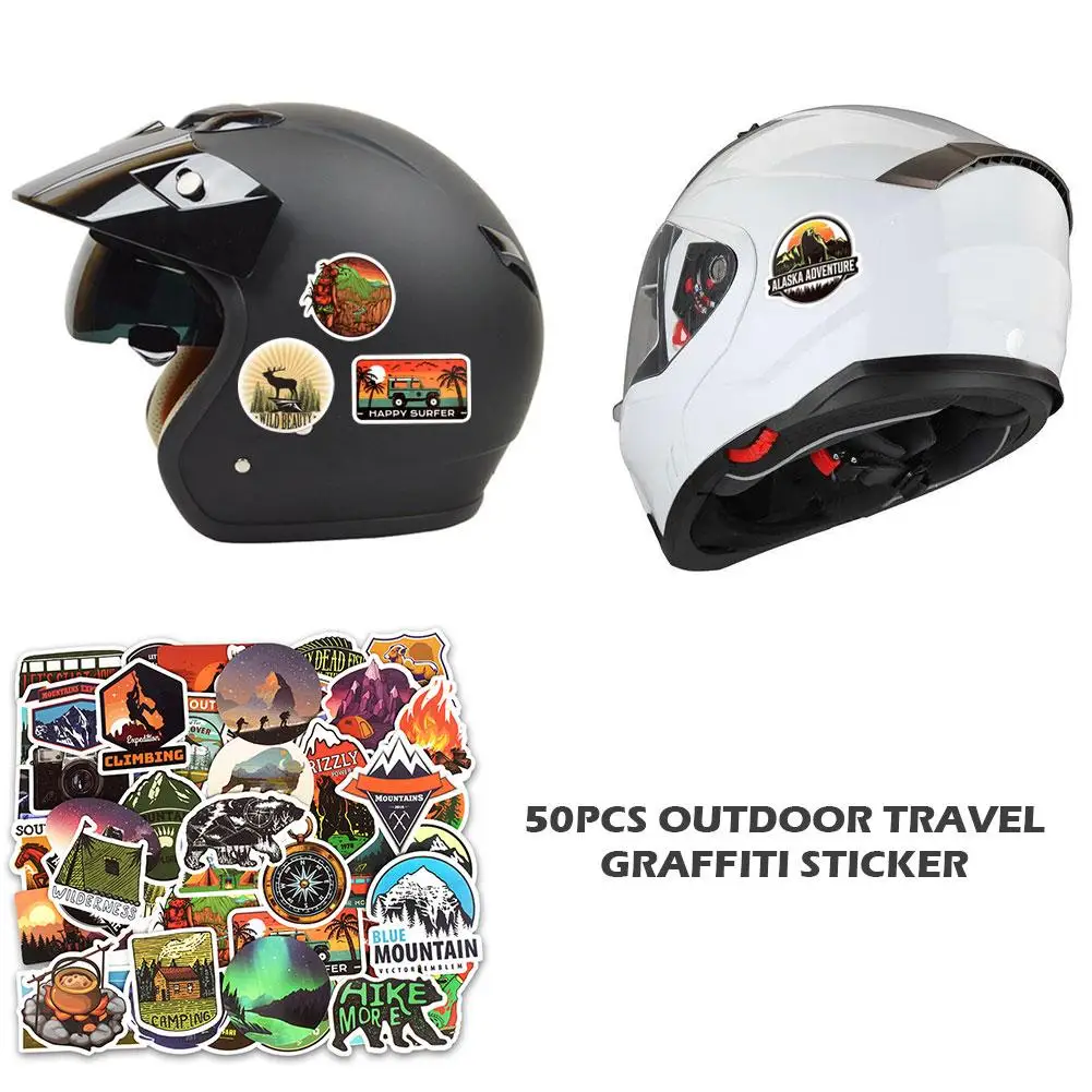 50Pcs Non-repeating Outdoor Travel Graffiti Sticker Auto Motorcycle Body Trolley Case Refrigerator Guitar Scooter Computer | Автомобили и