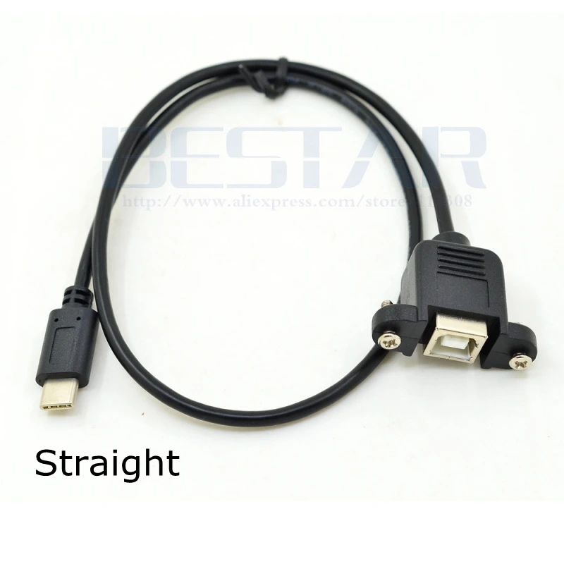 Кабель с прямым углом 0 5 м USB 3 1 Type C папа на 2 B Тип мама для монтажа панели 50 см