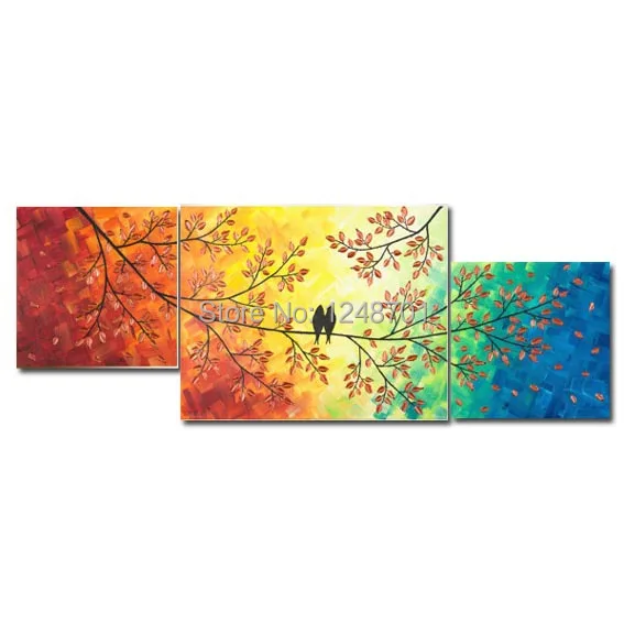 

Handpainted group painting Romantic birds art Impasto Palette Knife