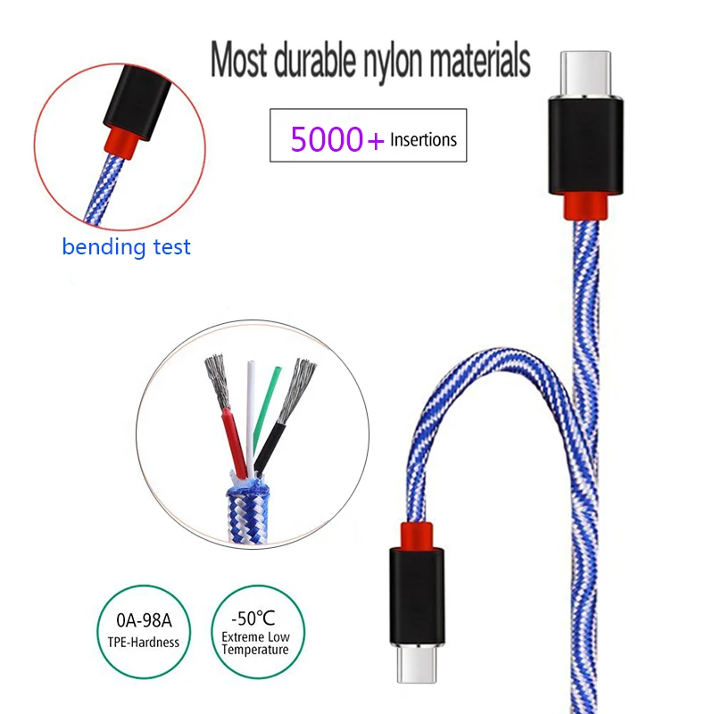 Кабель зарядный Lungfish с USB портом Тип C 1/2/3 м|Кабели для MP3/MP4-плееров| |