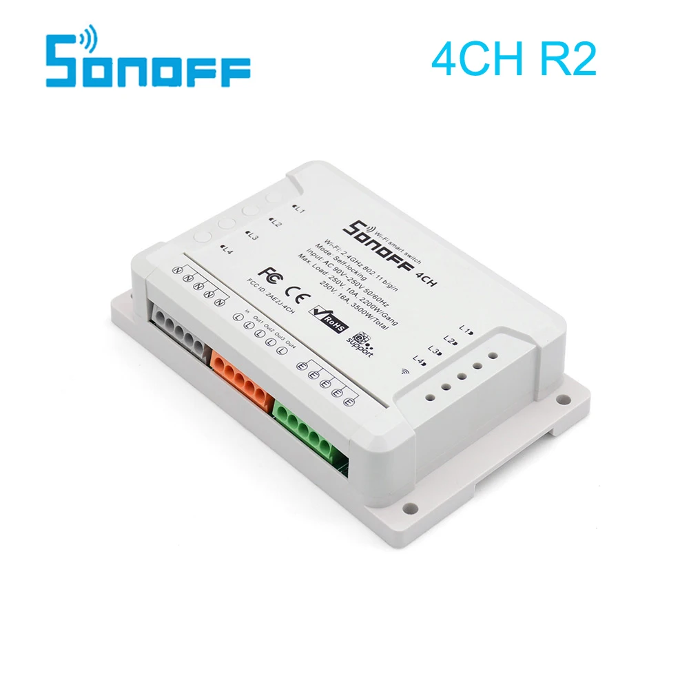 Новый смарт переключатель Sonoff 4CH R2 4 канала 433 МГц 2 4G Wifi пульт дистанционного