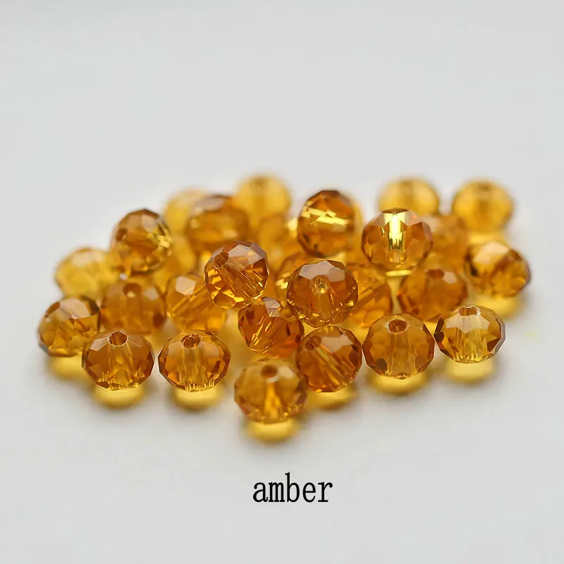 amber Большая распродажа 6-8 мм круглые Кристальные бусины разноцветные шармы стеклянные свободные бусины для изготовления украшений о - Цвет: amber