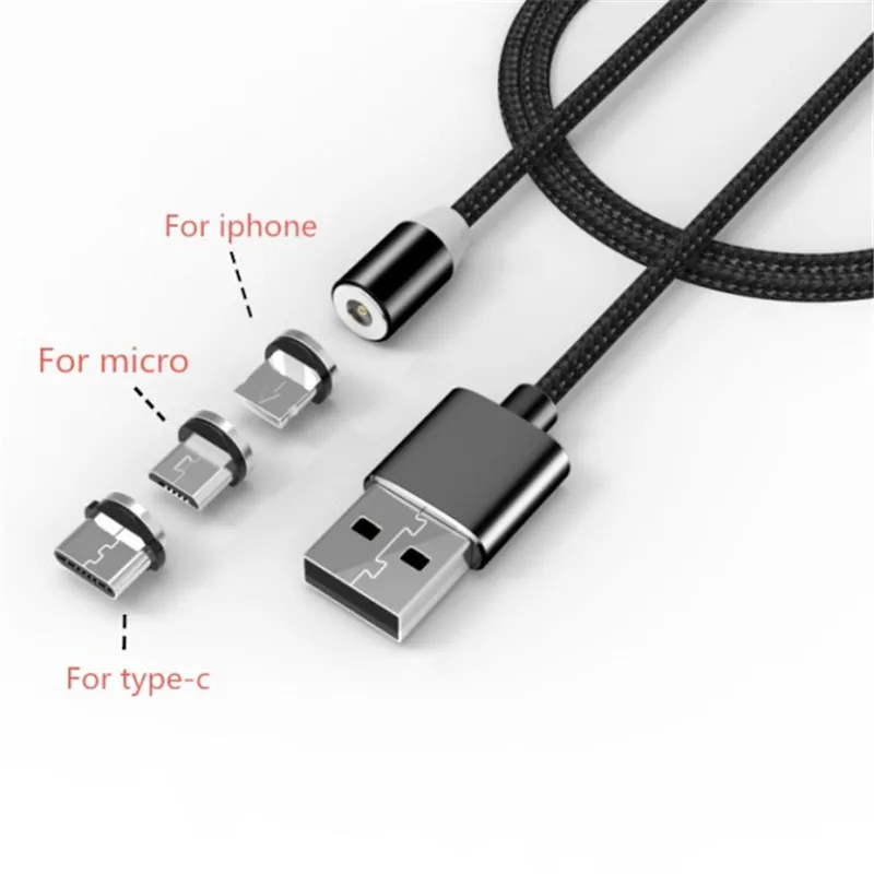 Нейлоновый Магнитный кабель для быстрой зарядки 3 в 1 микро usb Type C IPhone X 7 8 6S XS Xiaomi