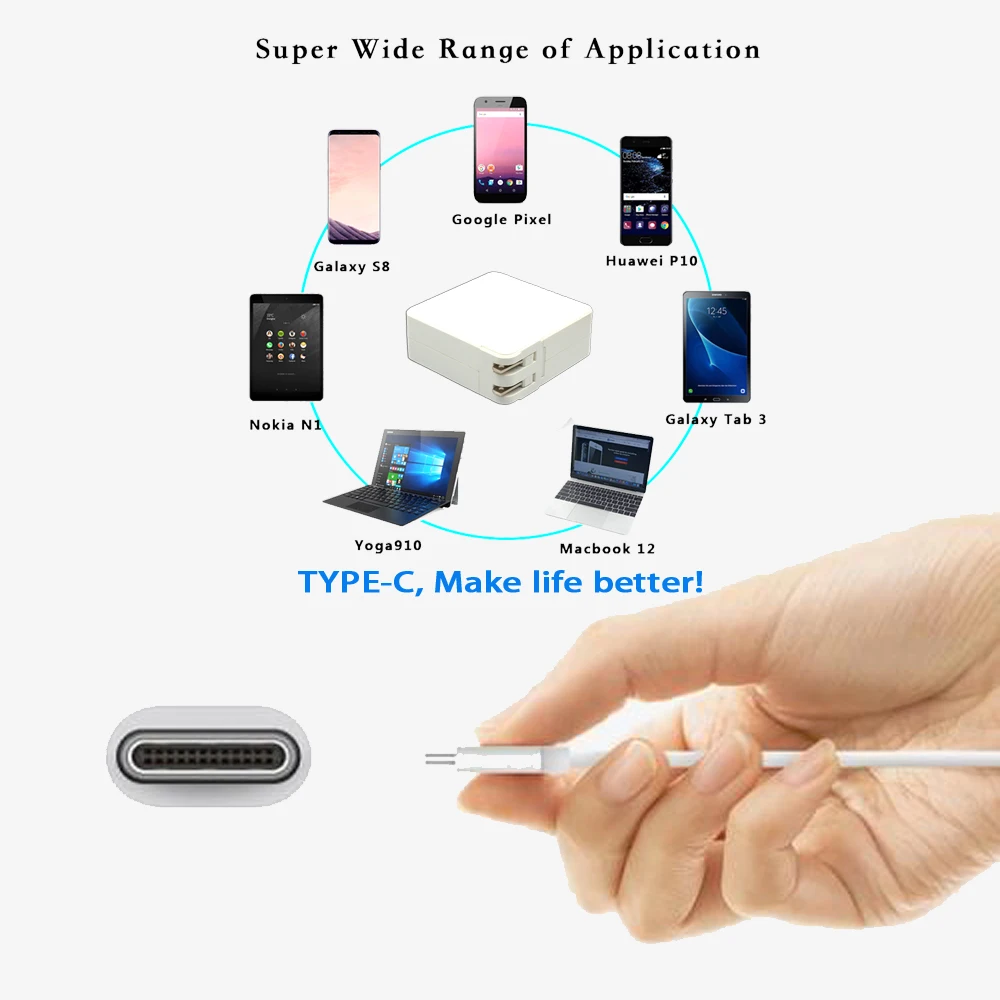 Адаптер для ноутбука Apple 45 Вт USB-C зарядное устройство 20V2. 25A/15V3A/14.5V2A/9V3A/5V3A TYPE-C совместим с мобильным телефоном планшет hp lenovo