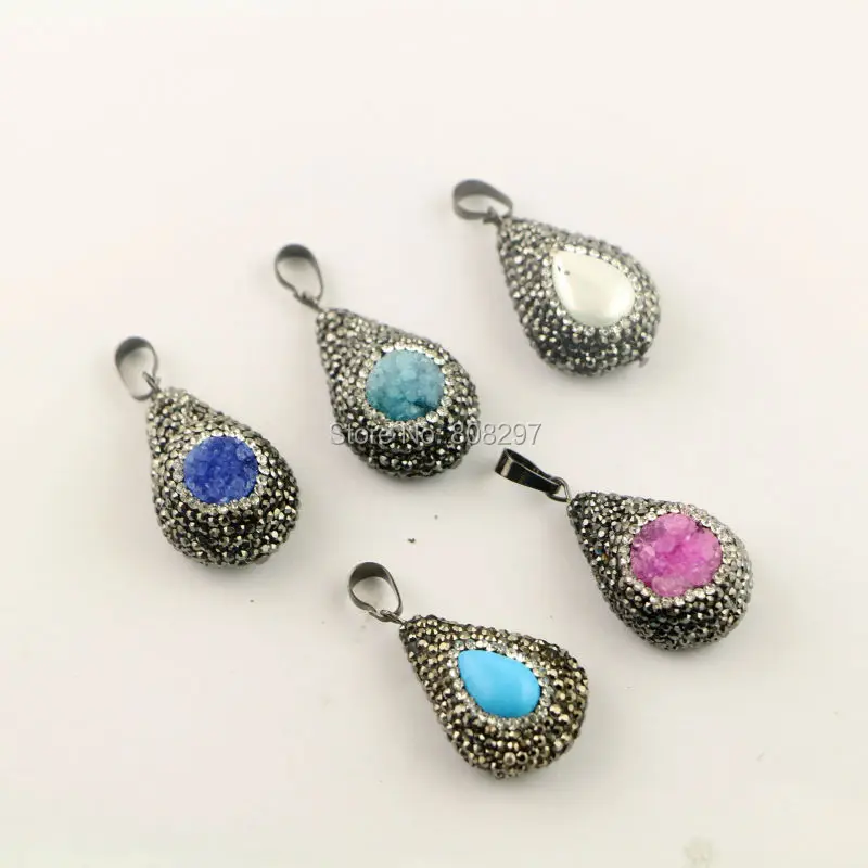 Мода 10 шт Pave Rhinestone S/Shell подвеска Подвески драгоценные камни Подвески для изготовления ювелирных изделий