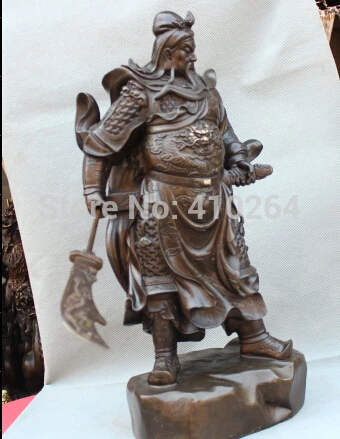 20 &quotКитайский падаук дерево Гуан Гонг Ю воин Бог езда лошадь меч резная статуя |