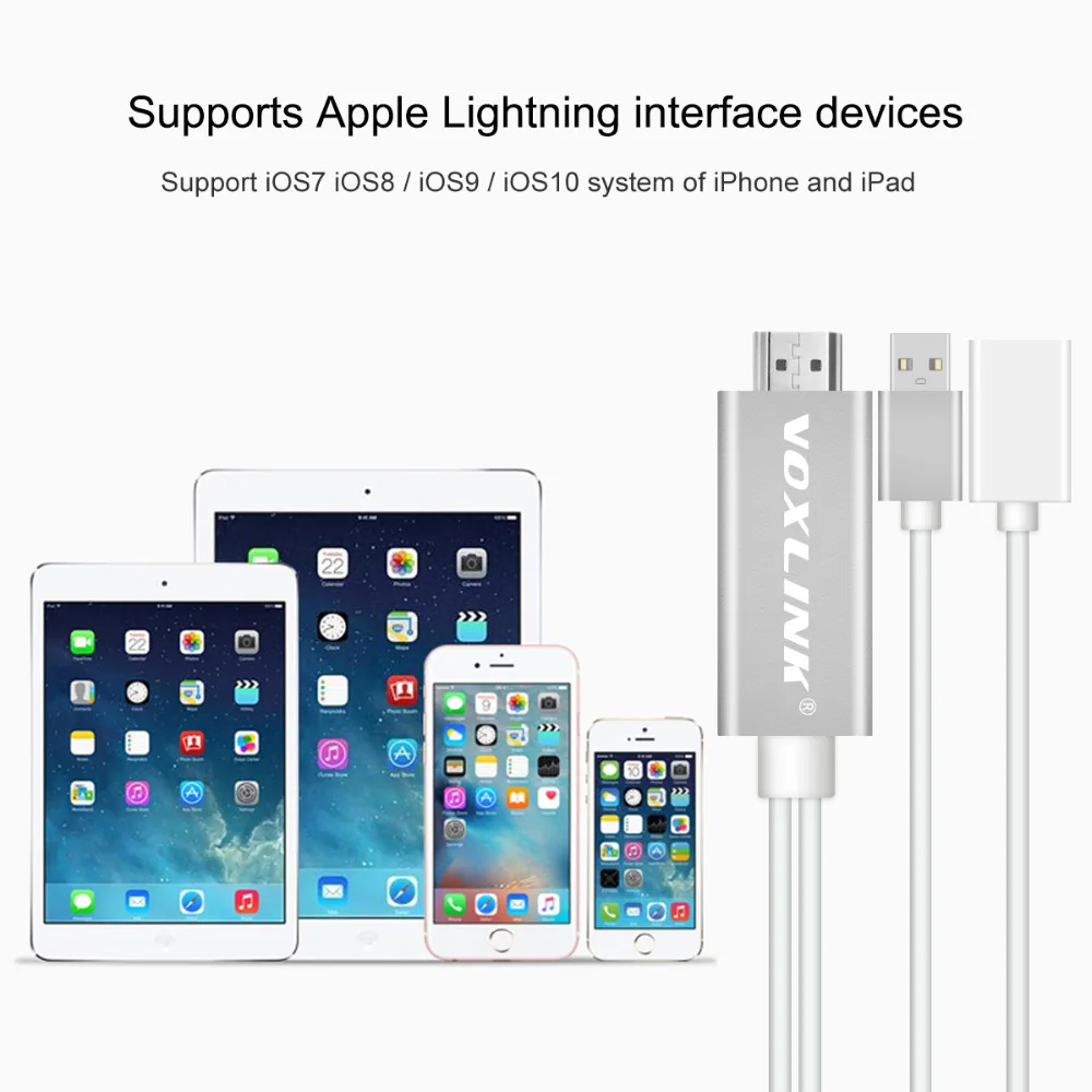 Voxlink 8 Булавки кабель для iPhone 5 5S 6 6S 7 Plus 1080 P Miracast DLNA AirPlay цифровой av-адаптер к HDMI