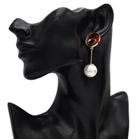 3 colors unique faux pearl drop earrings geometric elegant fashion pendant dangle earrings for women boho wedding party jewelry