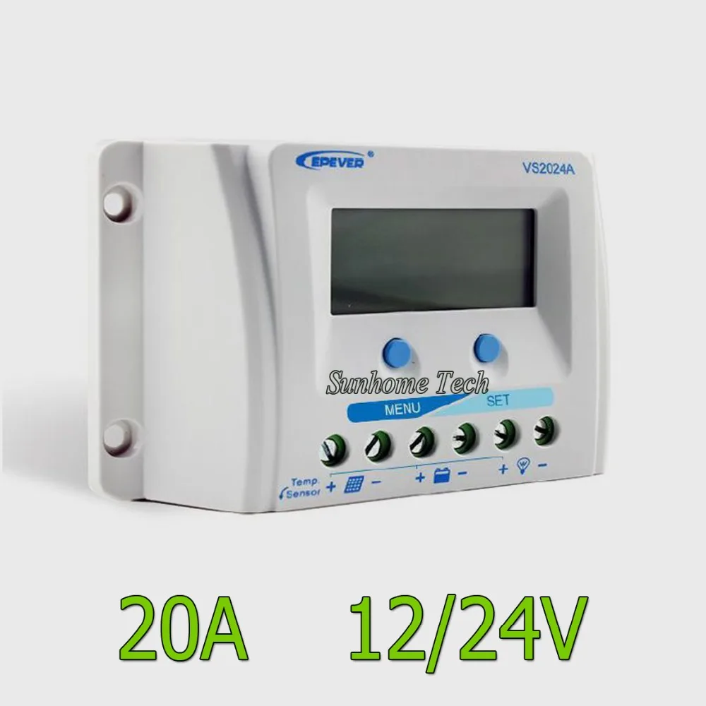 20A 12В 24В VS2024A LCD ШИМ регулятор заряда с ЖК-дисплеем несколько режимов контроля
