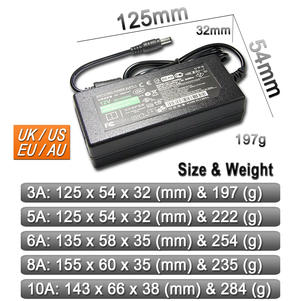 Hontiey трансформатор светодиодный AC12V DC110Vor220V 2A 3A 5A 6A 8A 10A US UK EU AU Plug | Лампы и освещение