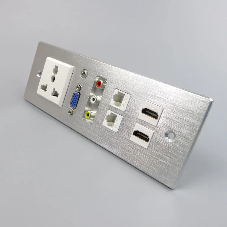 Алюминиевая настенная пластина с 2 X HDMI RJ45 VGA 3 5 мм аудио 3RCA порты питания