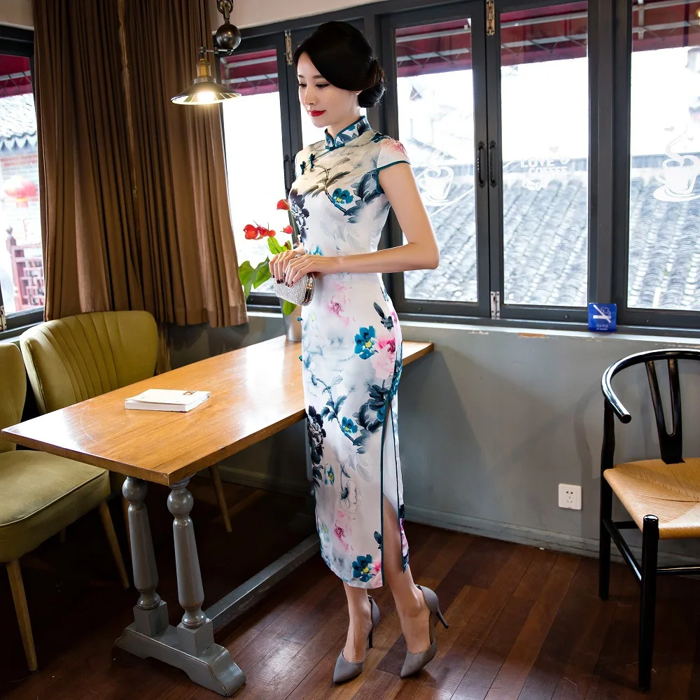 Мода 2017 новое весеннее длинное платье Qipao винтажное китайское стильное cheongsam