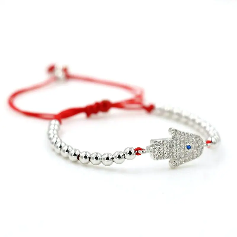 BPPCCR 4 мм Медь бусины Для женщин хамса руки счастливая красная веревочная нить