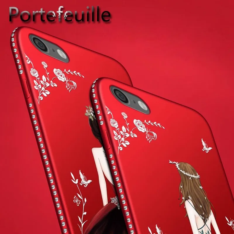 Portefeuille чехол для iphone 8 роскошный блестящий ТПУ силиконовый задней крышки Apple iPhone 7