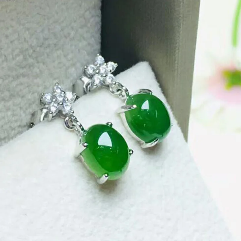 

Fashion Jasper Earrings Handmade DIY Natural Green Jade for Women Charms Jewelry