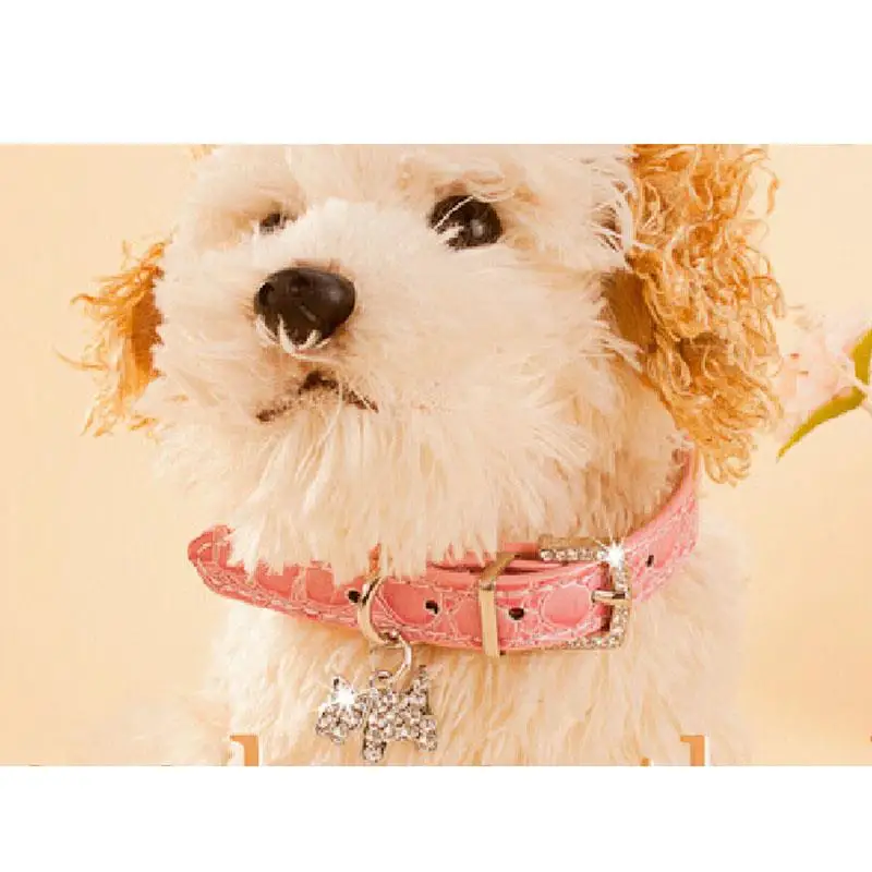 For Small Dogs Leather Collars Dog Puppy Pet Rhinestone Collar Pendant And Leashes Croc Accessories | Дом и сад