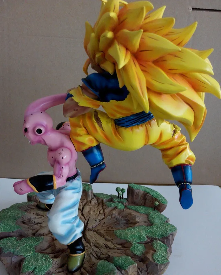 Комиксов клуб Dragon Ball Z 32 см Супер Саян 3 Гоку Против Зловещих Малый Majin Буу GK смолы фигурку игрушка для коллекции