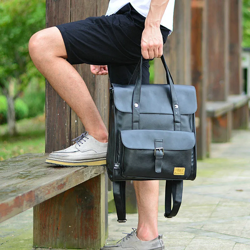 Японский и корейский стиль 2019 черный кожаный рюкзак молодежная сумка для школы
