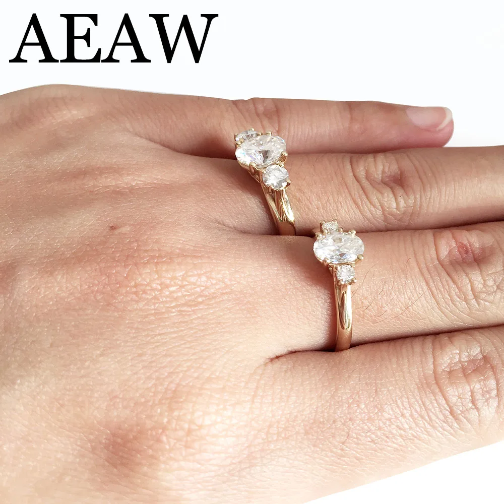14 K желтое золото Halo Moissanite обручальное кольцо 8x6 мм 1.5ct карат Овальный огранка блестящий для женщин, похожий на Forever One